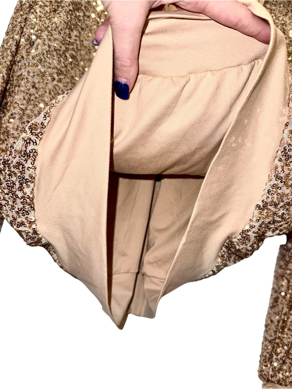 Blumin Apparel, Gold Sequin Bomber Jacket With Hood! SMALL. BRAND NEW W/ TAGS!🏷️ - Picture 4 of 9